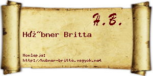 Hübner Britta névjegykártya